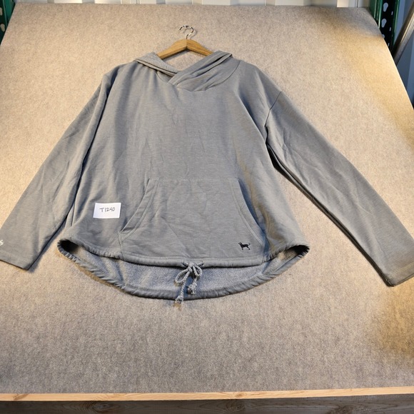 The Black Dog Brand Tops - The Black Dog Brand Womens Large Gray Crossover Hoodie Drawstring Hem Logo T1240